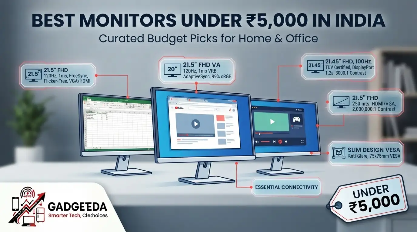 10 Best Monitors Under ₹5,000 in India [2026] | GadgetVeda